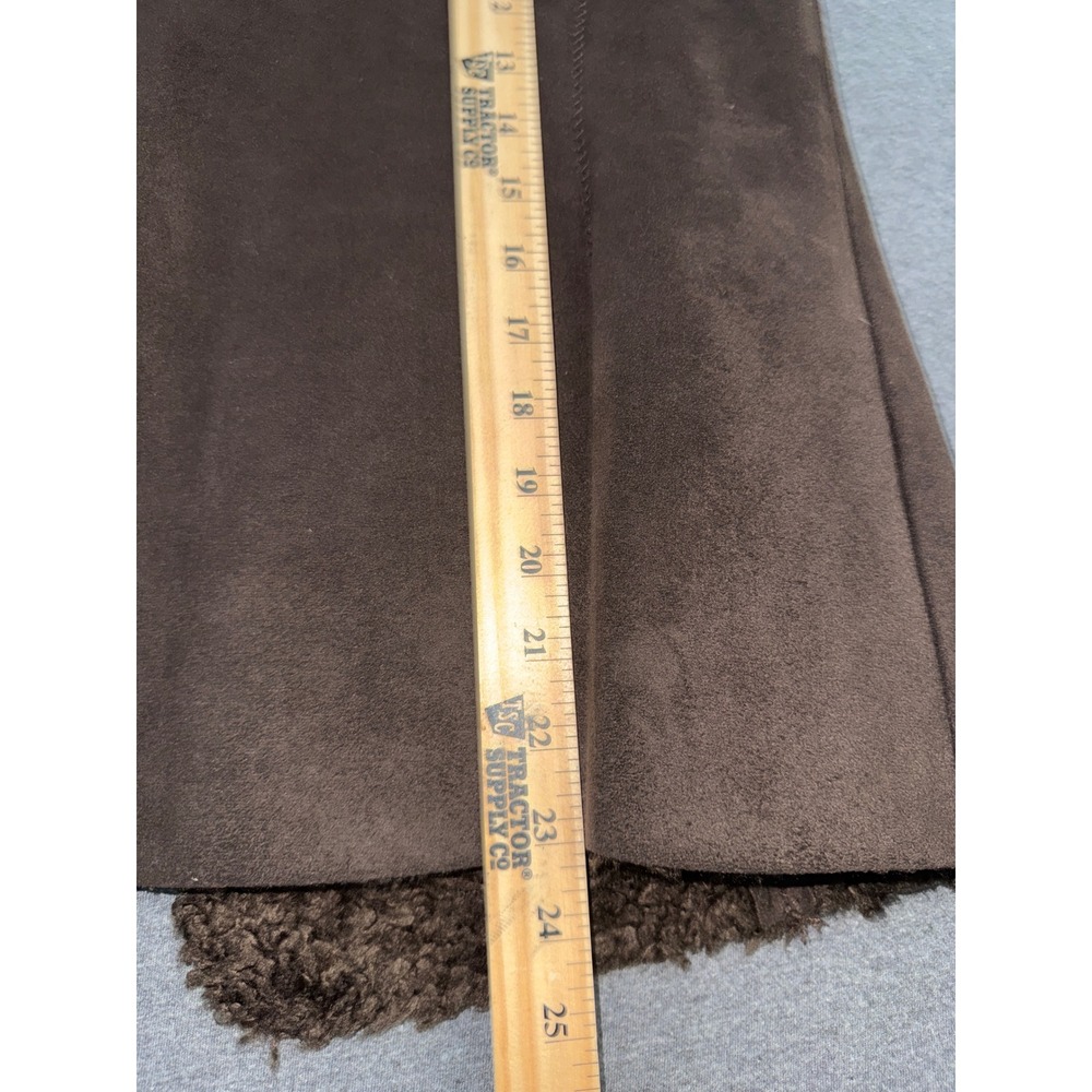 Talbots Petites Brown Faux Suede Sherpa Lined Vest Size 12P Button Front Pocket - Picture 9 of 9